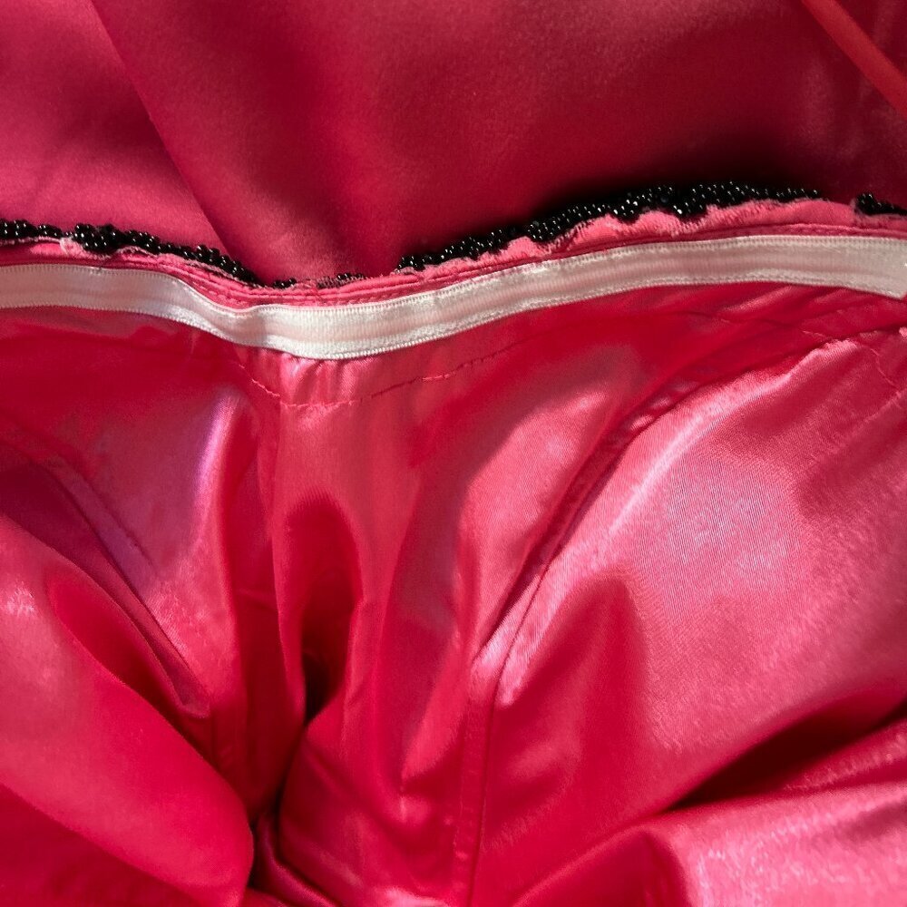Angela & Alison SZ 0 Hot Pink satin dress black beading party formal prom retro - Picture 8 of 11